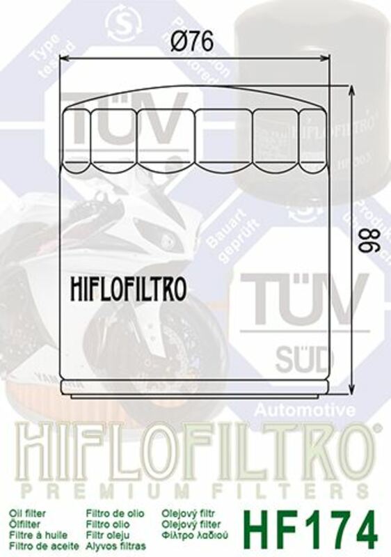 HIFLOFILTRO Oil Filter Chrome - HF174C HF174C