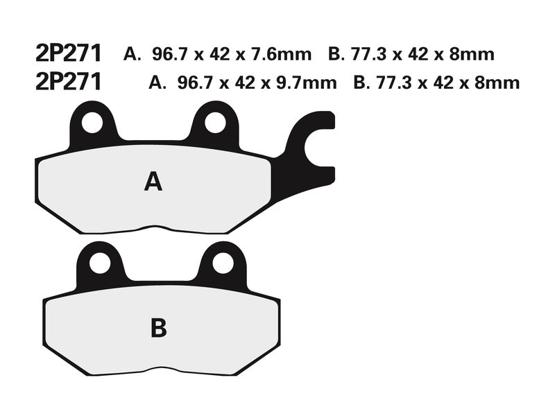 NISSIN Street Semi-Metallic Brake pads - 2P-271NS 2P-271NS