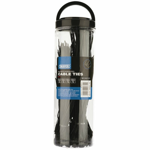 Draper nylon kábelkötegek többméretű fekete 650 darab 90734.0