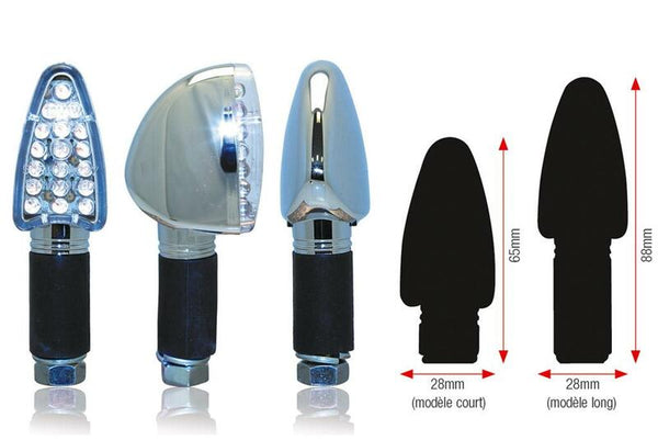 BIHR Háromszög LED BLINKERS - Rövid, króm | Universal 01-070SCH (PAR)