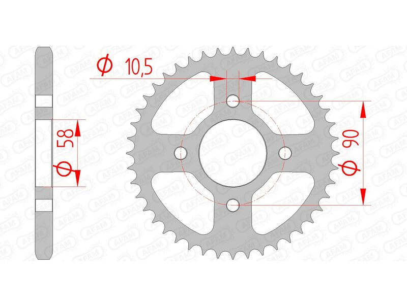 AFAM Steel Standard Rear Sprock 10236 - 428