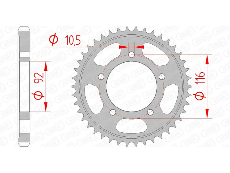 AFAM Steel Standard bakdrev 16900530 med tekniska specifikationer. Perfekt reservdel för Kawasaki ZZR 1400-modeller från 2006 till 2020.