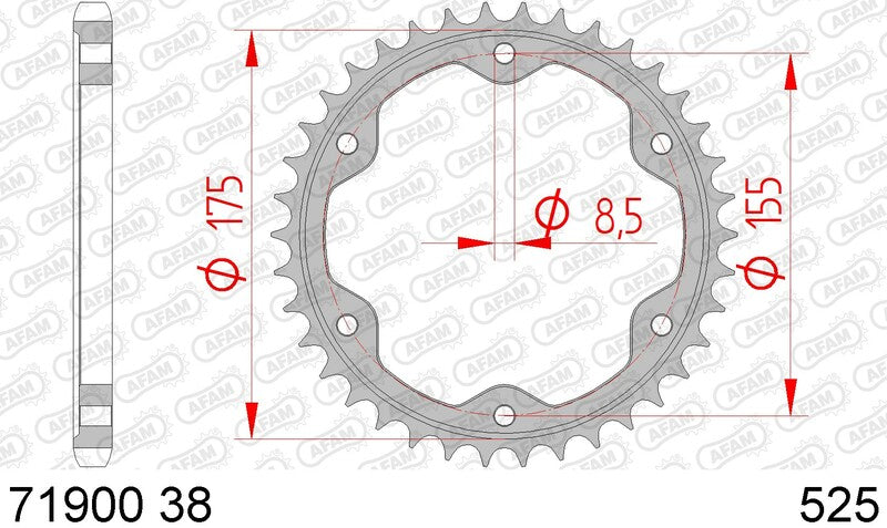 AFAM Steel Standard Hátsó Sprock 71900 - 525