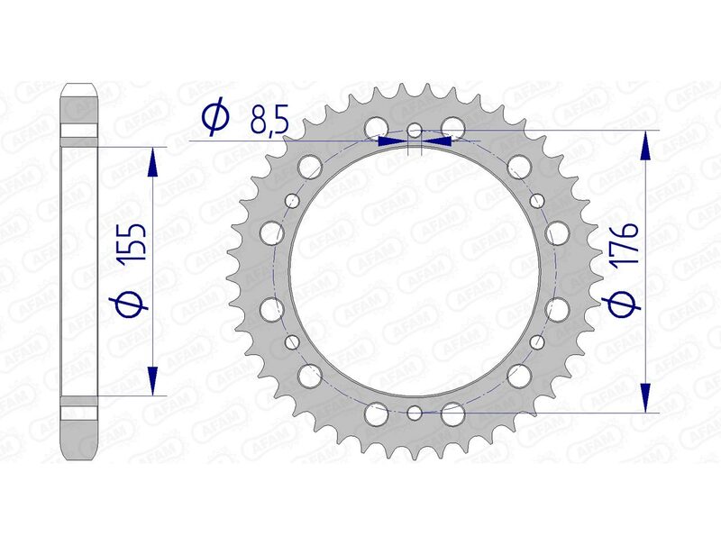 AFAM Aluminium bakdrev 87601 - 530 för Triumph motorcyklar. Hållbart och lätt bakdrev med 530 kedjebredd, idealiskt för prestandaoptimering.