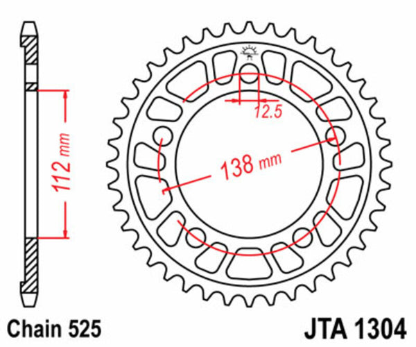 A JT Sprock alumínium ultra -fényes reagrock 1304 - 525 JTA1304.44