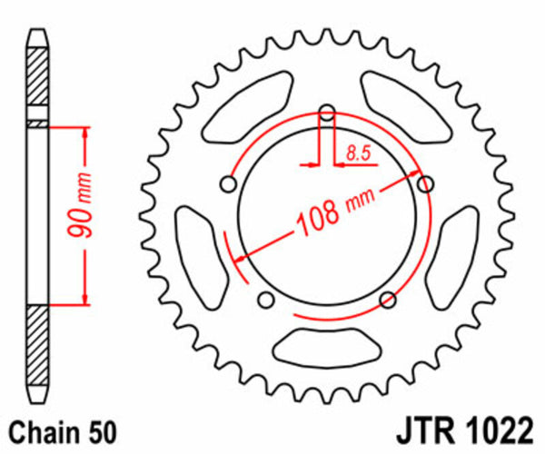 A JT Sprock acél szabványos hátsó láncszeme 1022 - 530 JTR1022.40