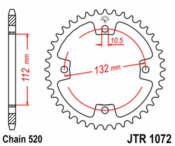 A JT Sprock acél szabványának hátsó lengése 1072 - 520 JTR1072.38