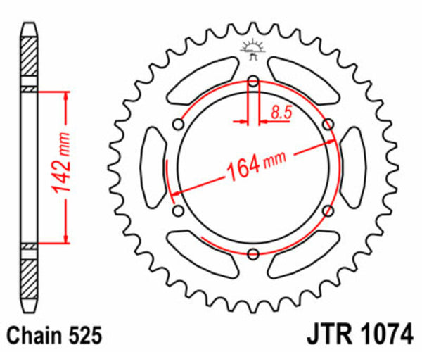 JT Sprock's Steel Standard Rear Sprock 1074 - 525 JTR1074.44