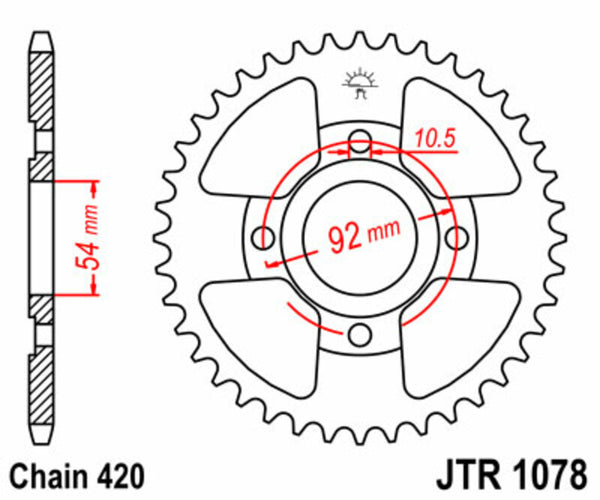 A JT Sprock acél szabványának hátsó lengése 1078 - 420 JTR1078.47