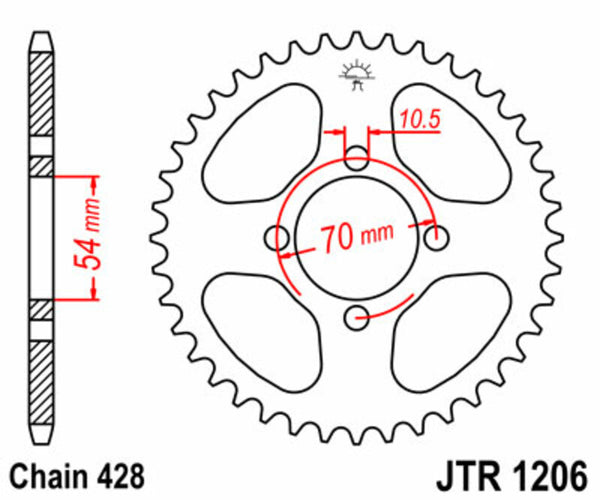 A JT Sprock acél szabványának hátsó lengése 1206 - 428 JTR1206.42