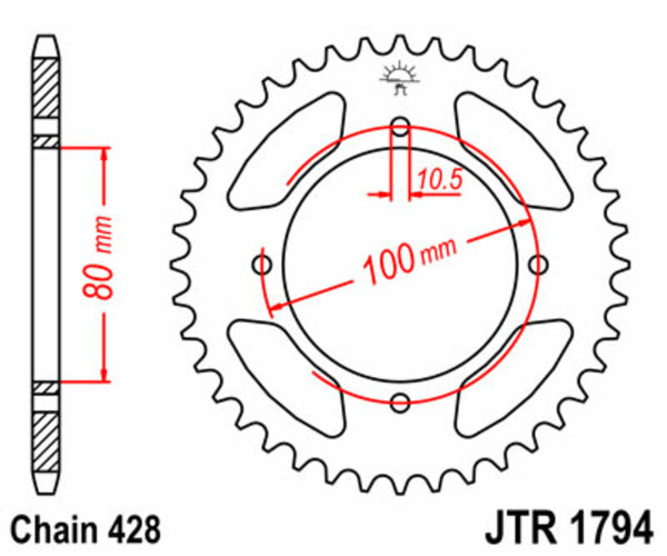 A JT Sprock acél szabványának hátsó lengése 1794 - 428 JTR1794.45