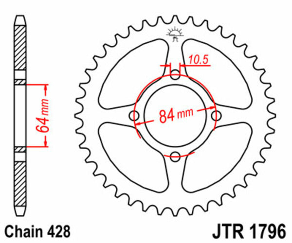 A JT Sprock acél szabványának hátsó lengése 1796 - 428 JTR1796.51
