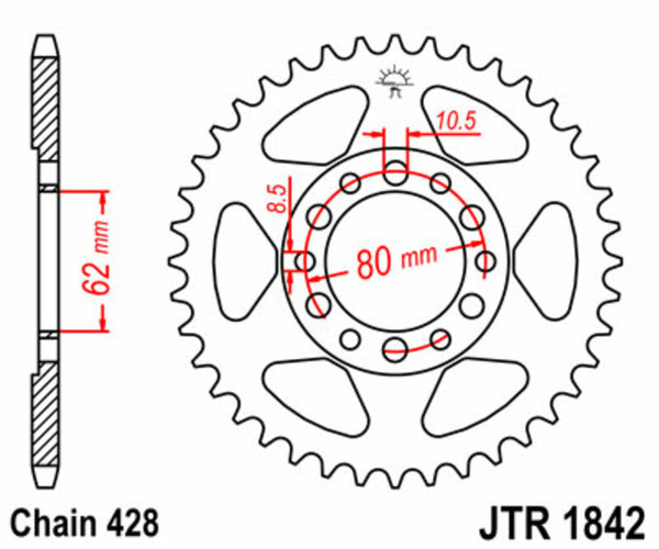 A JT Sprock acél szabványának hátsó lengése 1842 - 428 JTR1842.52