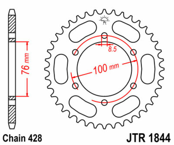 A JT Sprock acél szabványának hátsó lengése 1844 - 428 JTR1844.52