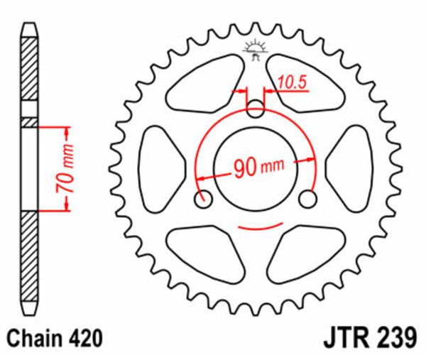 A JT Sprock acél szabványának hátsó lengése 239 - 420 JTR239.42