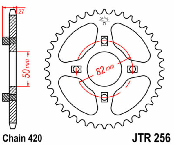 A JT Sprock acél szabványának hátsó láncszeme 256 - 420 JTR256.43