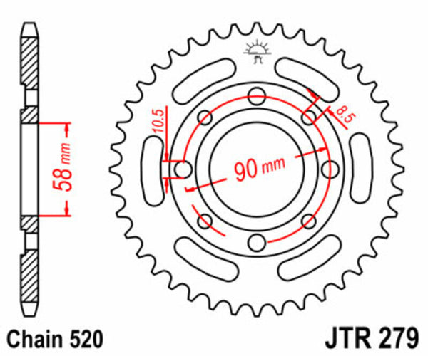 JT Sprock's Steel Standard Rear Sprock 279 - 520 JTR279.35