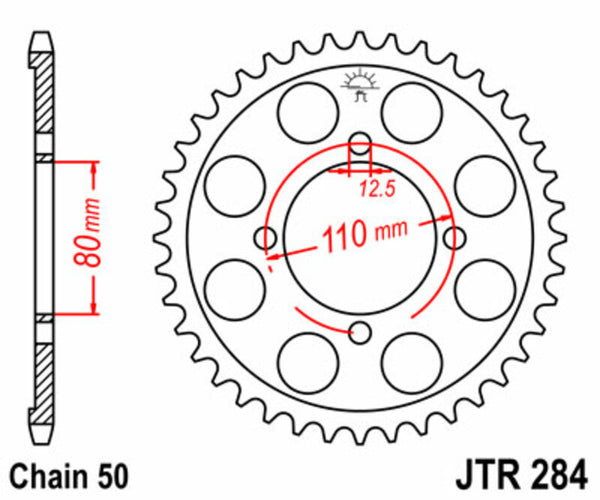A JT Sprock acél szabványos hátsó lengése 284 - 530 JTR284.48
