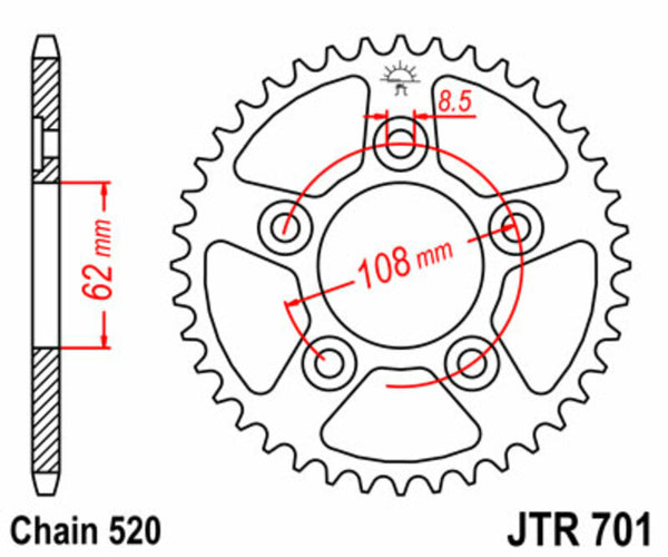 JT Sprock's Steel Standard Rear Sprock 701 - 520 JTR701.40