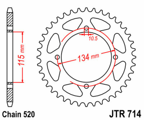 A JT Sprock acél szabványos hátsó láncszeme 714 - 520 JTR714.50
