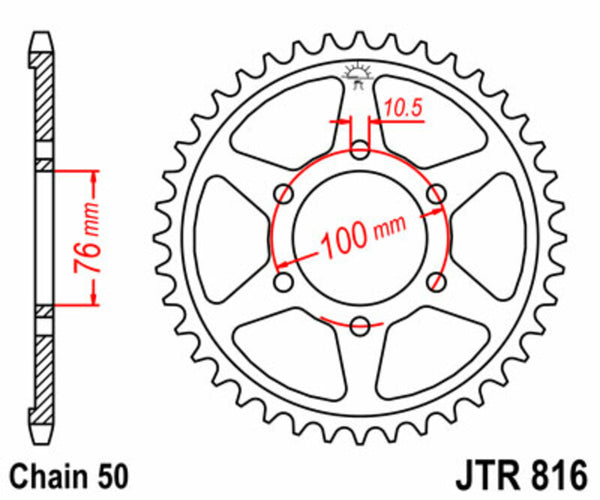 JT Sprock's Steel Standard Rear Sprock 816 - 530 JTR816.43