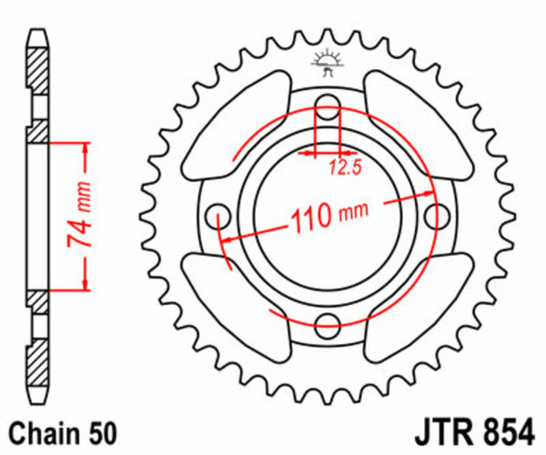 A JT Sprock acél szabványos hátsó láncszalagja 854 - 530 JTR854.43