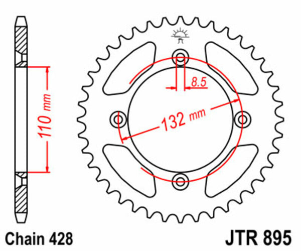 JT Sprock's Steel Standard Rear Sprock 895 - 428 JTR895.49