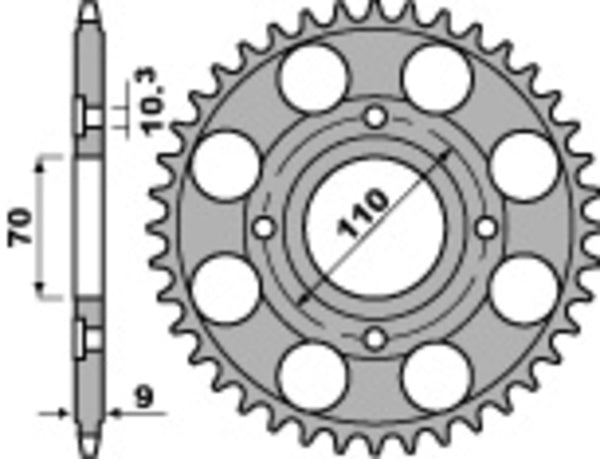 PBR Standard C45 Acél Hátsó Sprock 247 - 520 247 36 C45