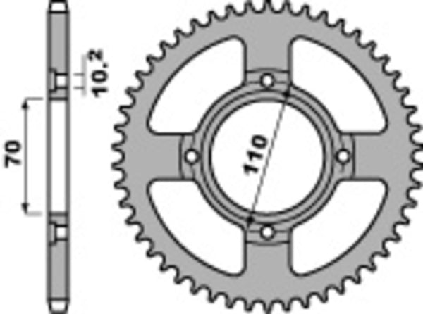 PBR Standard C45 Acél hátsó lánckerék 248 - 520 248 44 C45