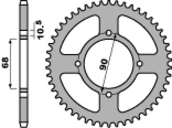 PBR Standard C45 Acél Hátsó Sprock 256 - 520 256 42 C45