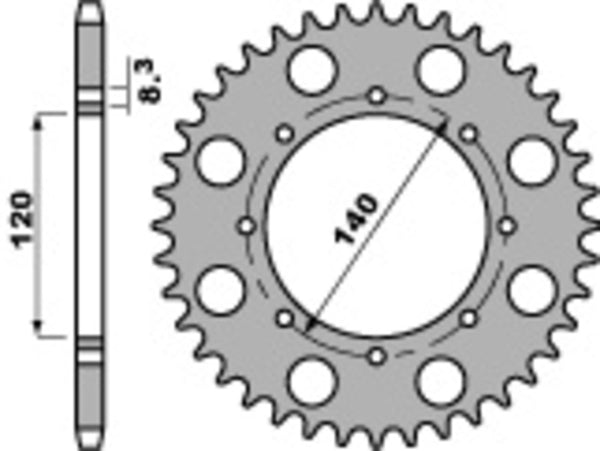 PBR Standard C45 Acél Hátsó Sprock 491 - 520 491 43 C45