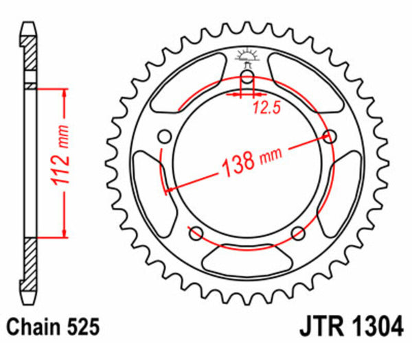 A JT Sprock acél szabványának hátsó lengése 1304 - 525 JTR1304.45