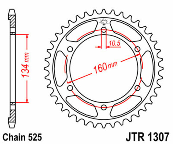 A JT Sprock acél szabványának hátsó lengése 1307 - 525 JTR1307.46