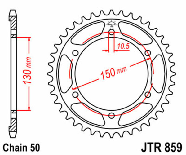 A JT Sprock acél szabványos hátsó láncszalagja 859 - 530 JTR859.46