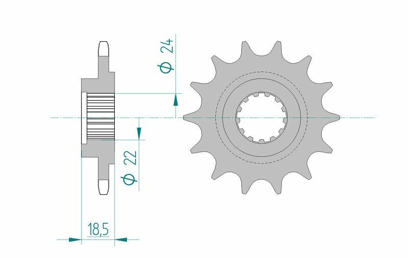 AFAM Steel Standard Front Sprocket 24603 - 520 för Kawasaki Z 750 och Z 800. Hållbart framdrev med 24 mm ytterdiameter och 22 mm innerdiameter.