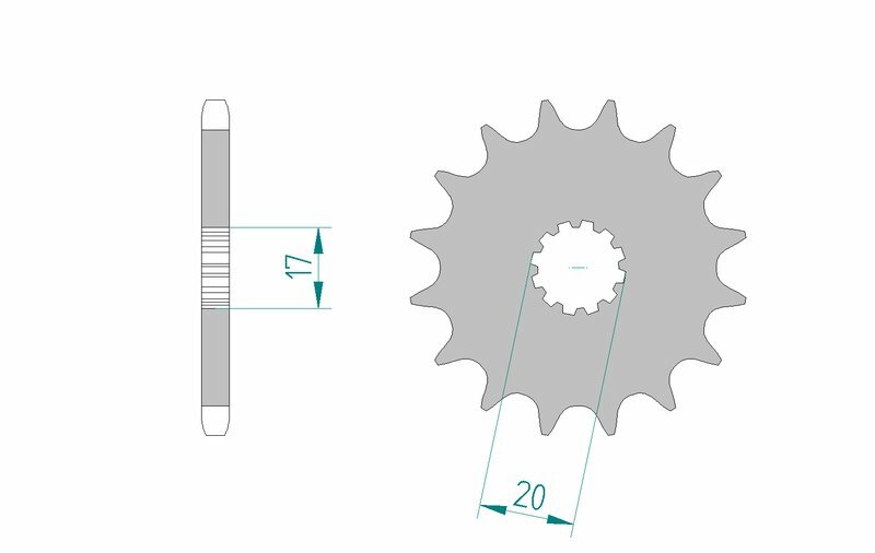 AFAM Steel Standard Framdrev 94118 - 428 med 17 mm tjocklek och 20 mm axelhål. Passar Aprilia, Beta, Peugeot och fler mopeder.