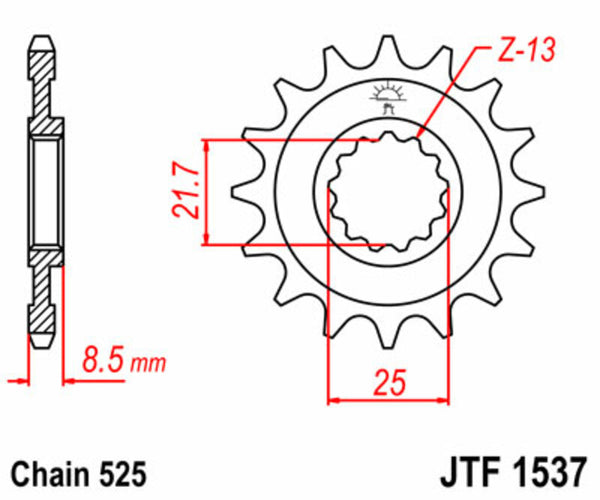 JT Sprock acél szabványos első lánckeréke 1537 - 525 JTF1537.15