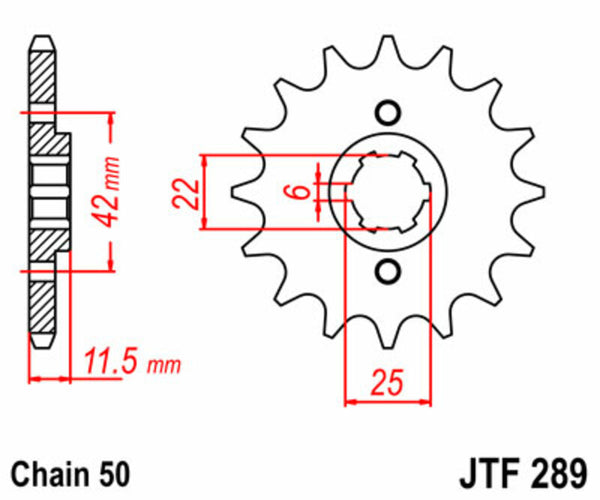 A JT Sprock acél szabványos első lánckeréke 289 - 530 JTF289.15