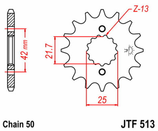 A JT Sprock acél szabványos első láncszalagja 513 - 530 JTF513.14