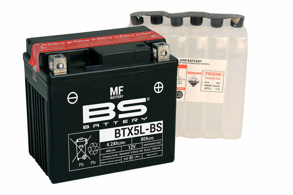 BS Battery Maintenance-Free Battery with Acid Pack - BTX5L-BS 
