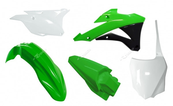 Racetech műanyag készlet OEM színű zöld/fehér Kawasaki KX85 r-KitKX0-OEM-598