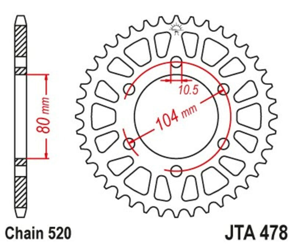 A JT Sprock alumínium ultra-könnyű öntisztító hátsó lánckeréke 478-520 JTA478.43Blk