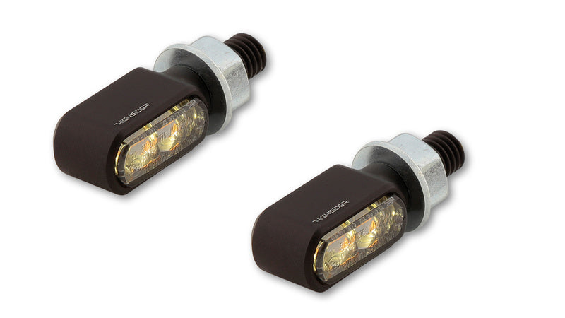 Highsider CNC 2in1 LED Indicator/Position Light Little Bronx, Black, Tinted, E-Approved, (PAIR) 204-2870