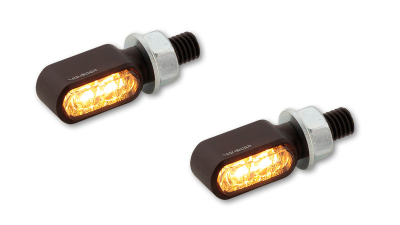 Highsider CNC 2in1 LED Indicator/Position Light Little Bronx, Black, Tinted, E-Approved, (PAIR) 204-2870