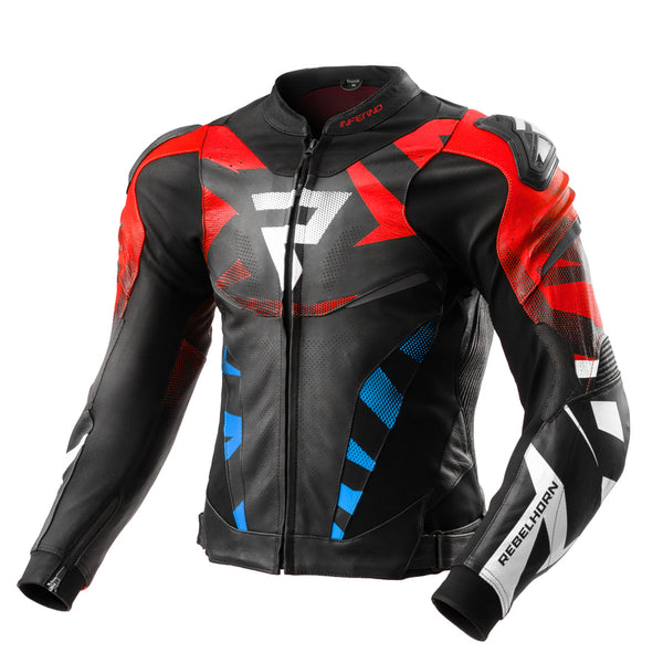 Rebelhorn mc-leather jacket inferno black /red /blue