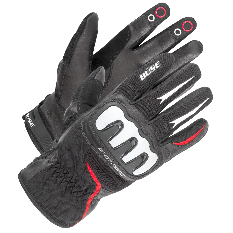 Büse MC-Gloves Open Road Sport fekete /piros