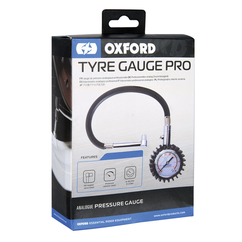 Oxford Pro Analogue Tyre Pressure Gauge - 0-60PSI OX750