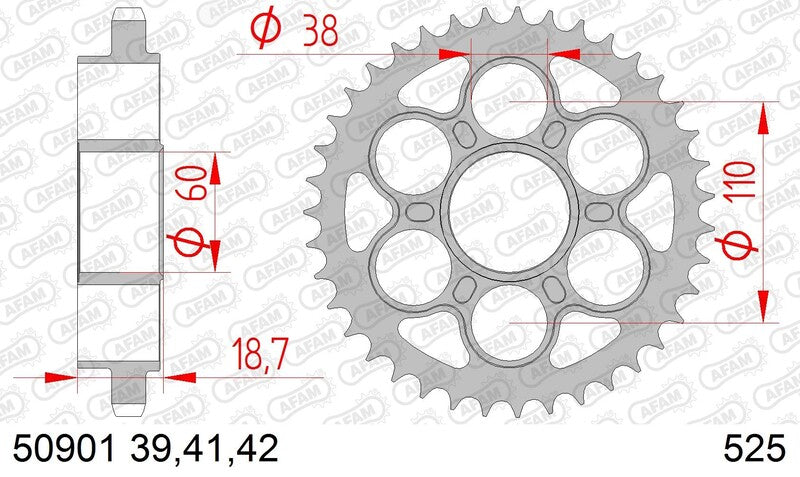 AFAM Steel Standard Rear Sprock 50901 - 525