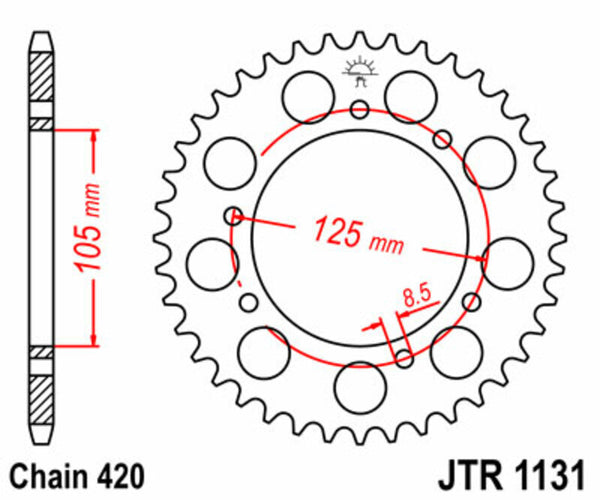 A JT Sprock acél szabványának hátsó láncszeme 1131 - 420 JTR1131.60