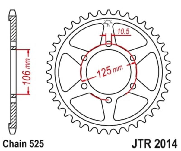 JT Sprockets acél szabványos hátsó lengés 2014 - 525 JTR2014.46